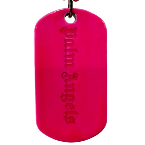 PALM ANGELS Men's Logo-engraved Dog Tag Brass Necklace in Fuscia - Picture 6 of 10